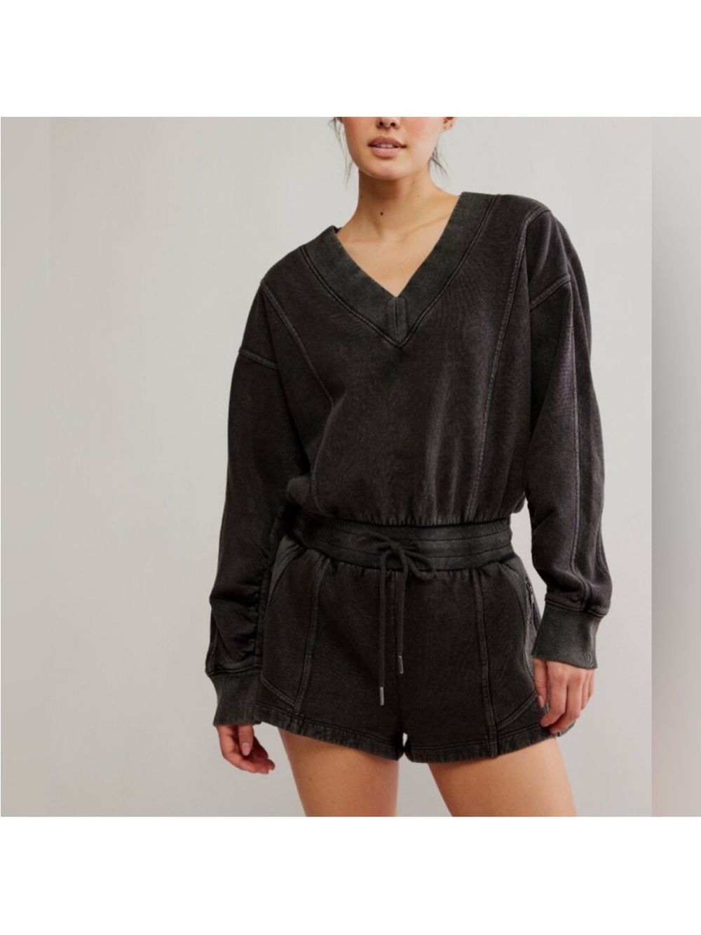 FP Movement by Free People Black Intercept Romper Size Large NWT